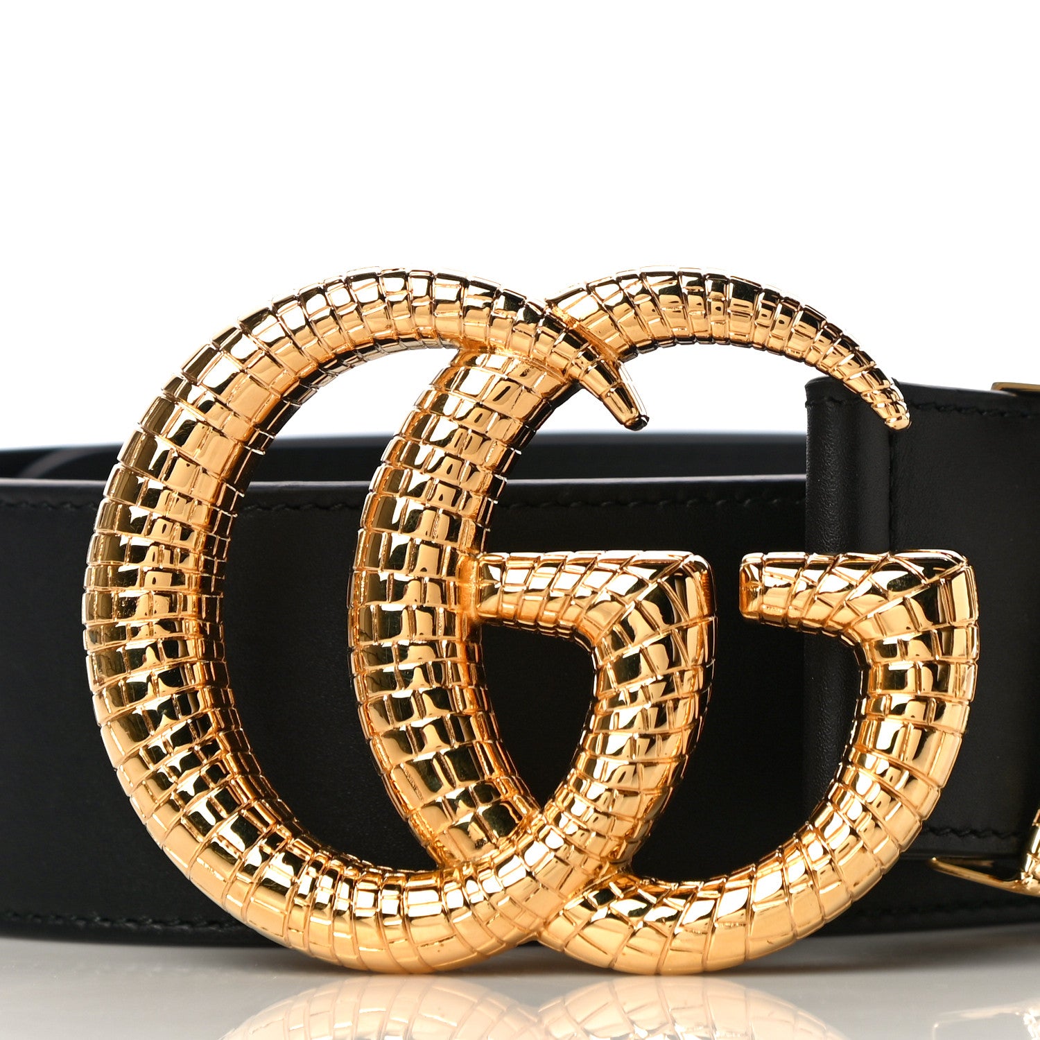 Gucci Calfskin Lizard Double G 50mm Belt 75 30 Black 3 of 8