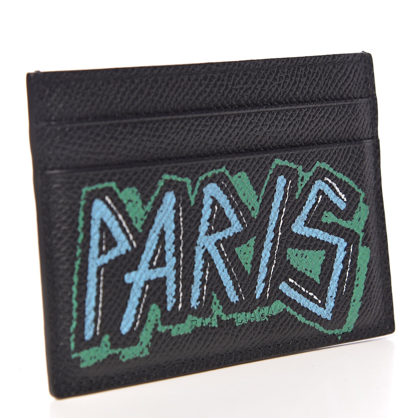 Signature Grained Calfskin Graffiti Ville Multi Card Holder Black Multicolor
