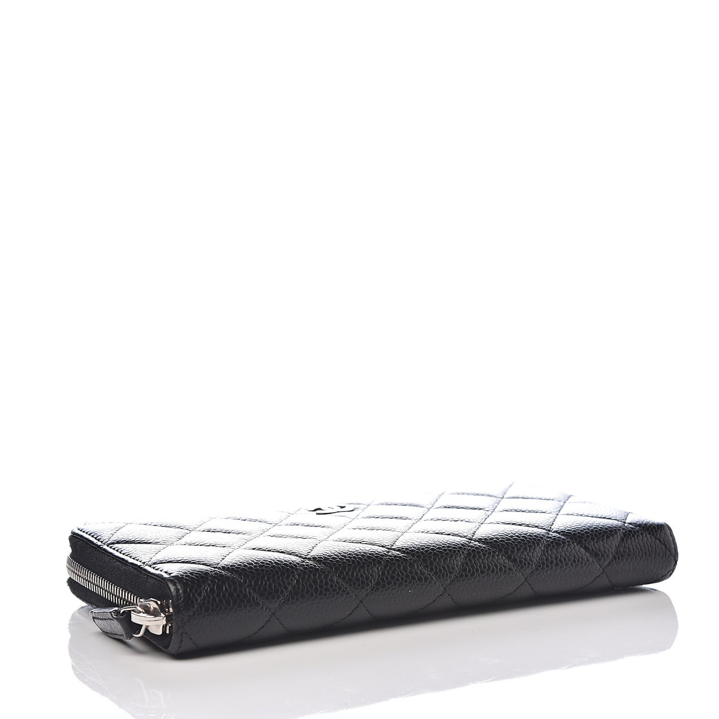 Caviar Quilted Large Gusset Zip Around Wallet Black