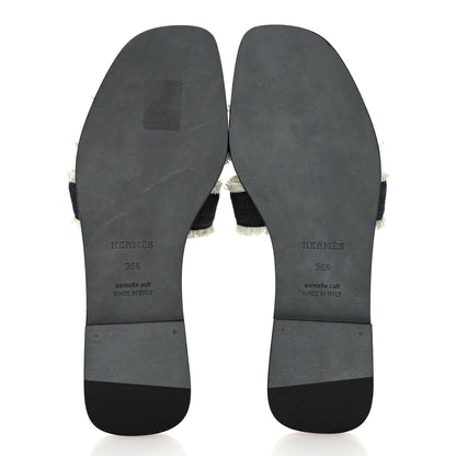 Hermes Denim Oran Fringe Sandals 36.5 Bleu Brut 6 of 9