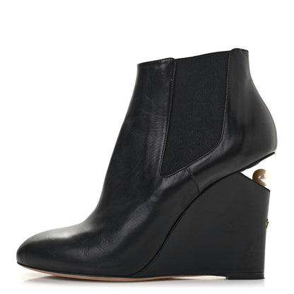 Chanel Lambskin Pearl CC Ankle Boots 39 Black 1 of 8