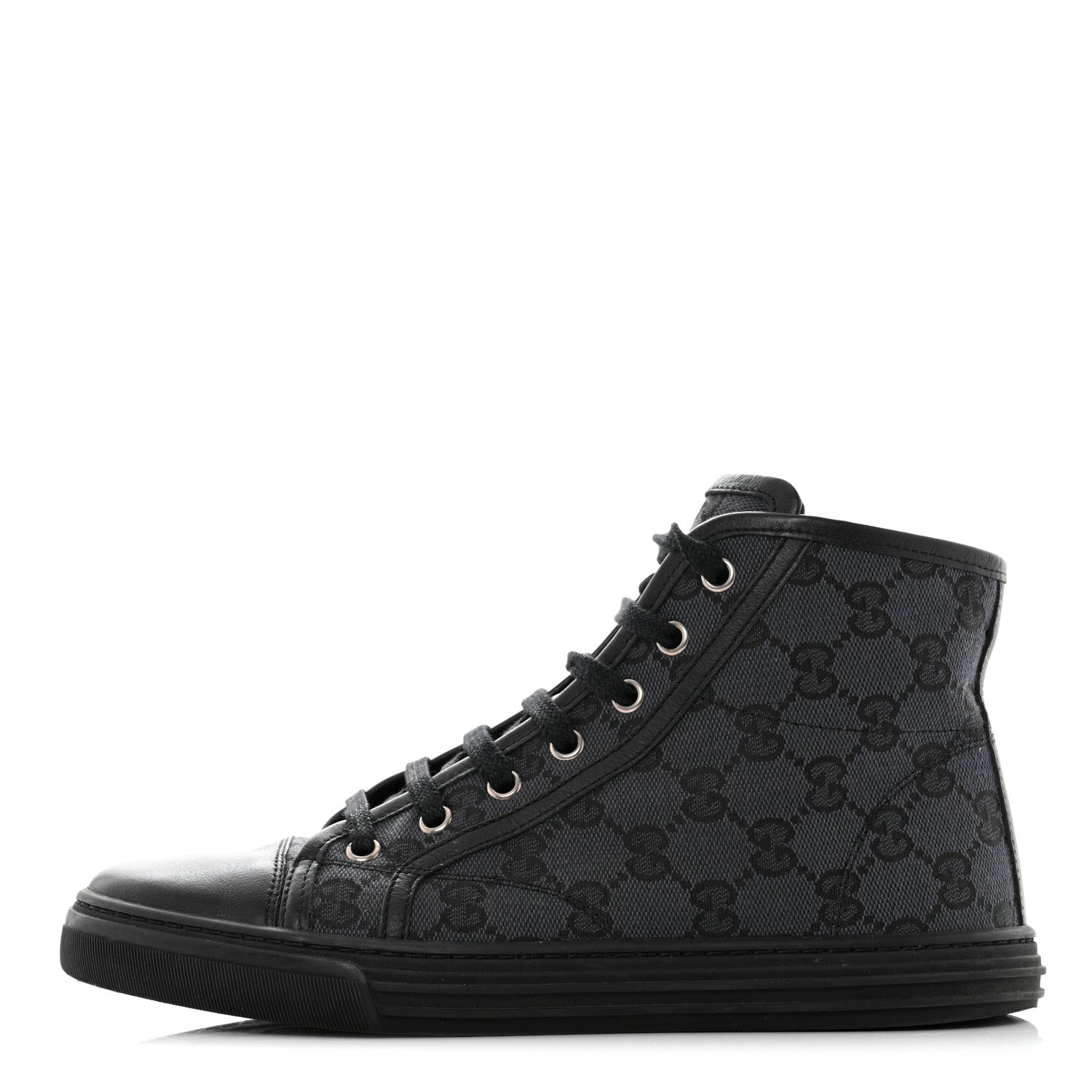 Gucci Monogram Womens High Top Sneakers 36.5 Black 1 of 8
