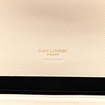Saint Laurent Grain De Poudre Textured Mixed Matelasse Triquilt Monogram Clutch Blanc Vintage 6 of 13