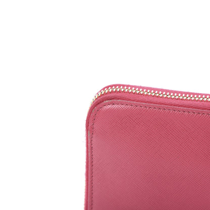 Prada Saffiano Triangle Zip Around Wallet Peonia 13 of 13