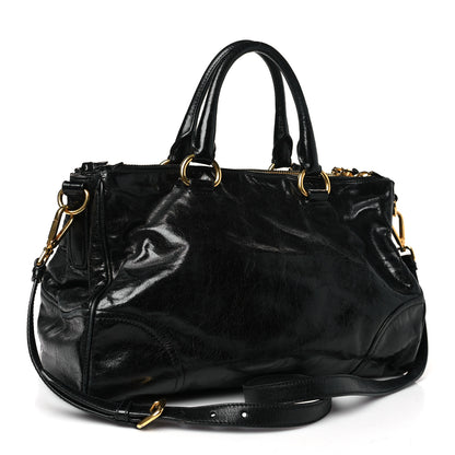Prada Vitello Shine Shopping Satchel Black 3 of 8