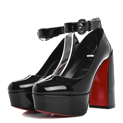 Christian Louboutin Patent Movida Strap Jane 130 Platform Pumps 36 Black 4 of 11