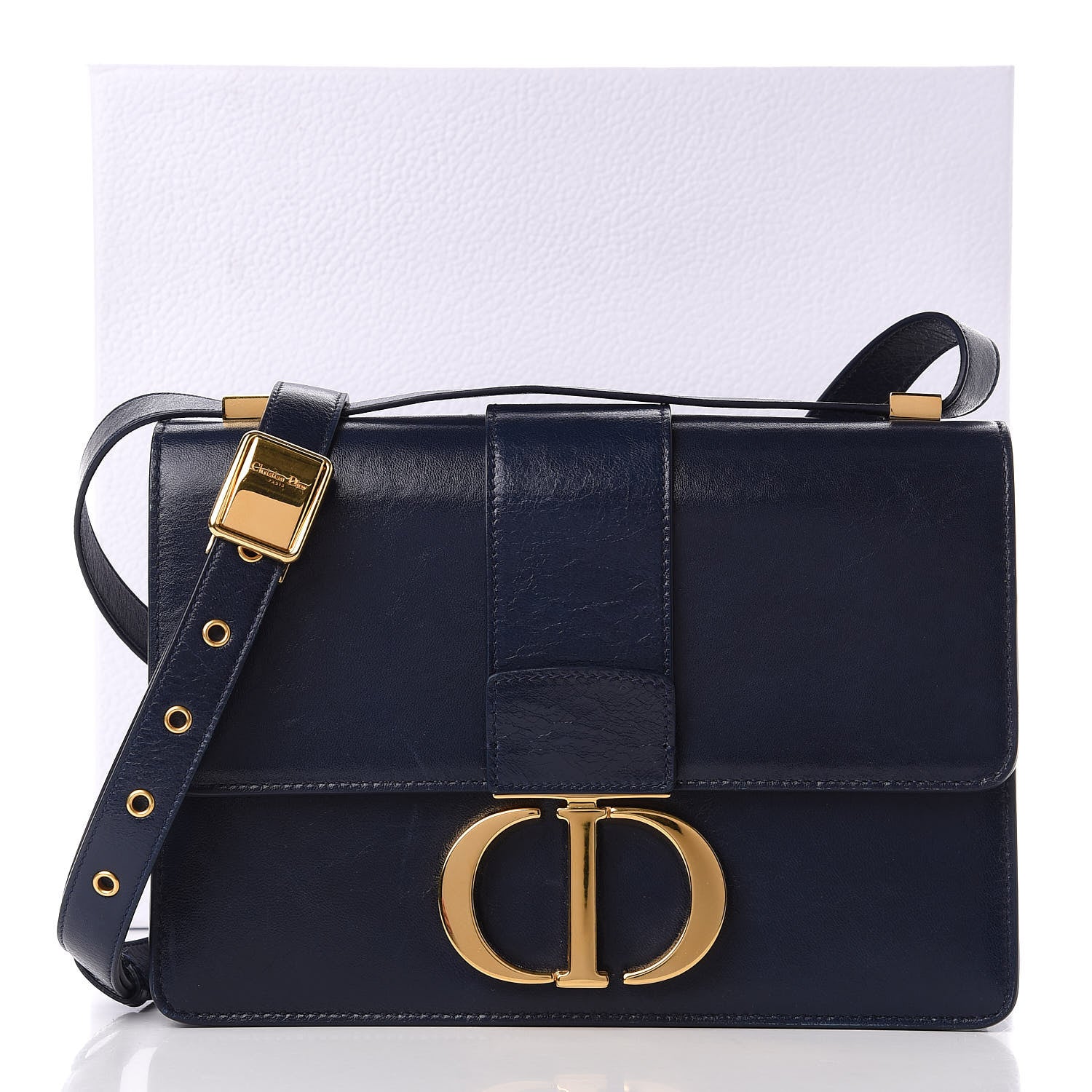 Christian Dior Shiny Crinkled Lambskin 30 Montaigne Flap Bag Indigo 13 of 13