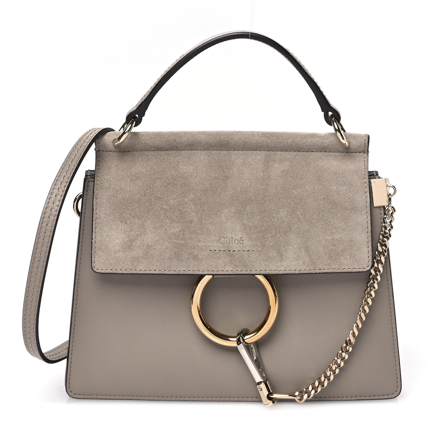 Chloe Suede Calfskin Small Faye Top Handle Bag Motty Grey 1 of 11