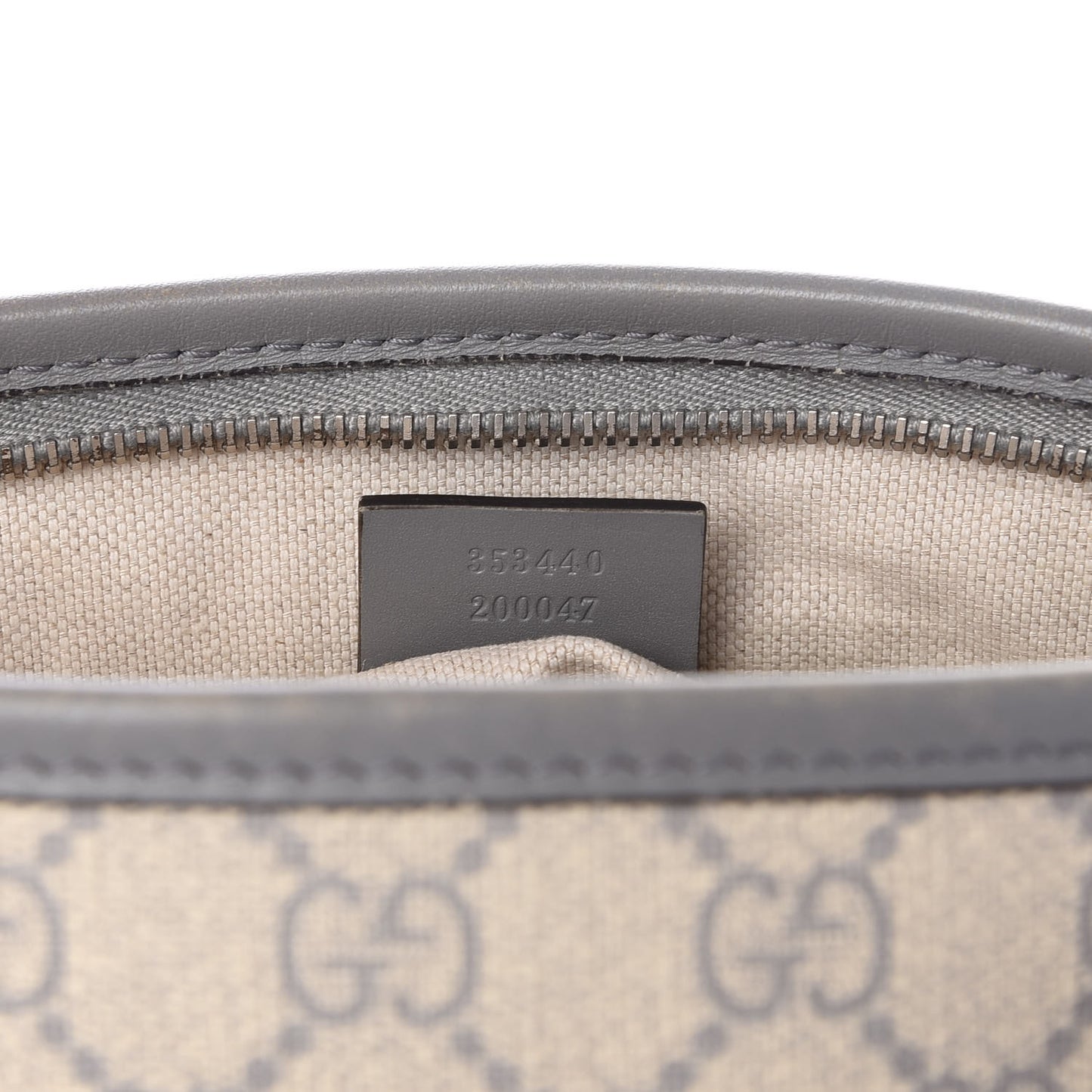 GG Supreme Monogram Small Zippered Tote Ecru Grigio