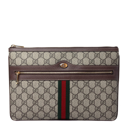 Gucci GG Supreme Monogram Large Ophidia Pouch Clutch Brown 1 of 11