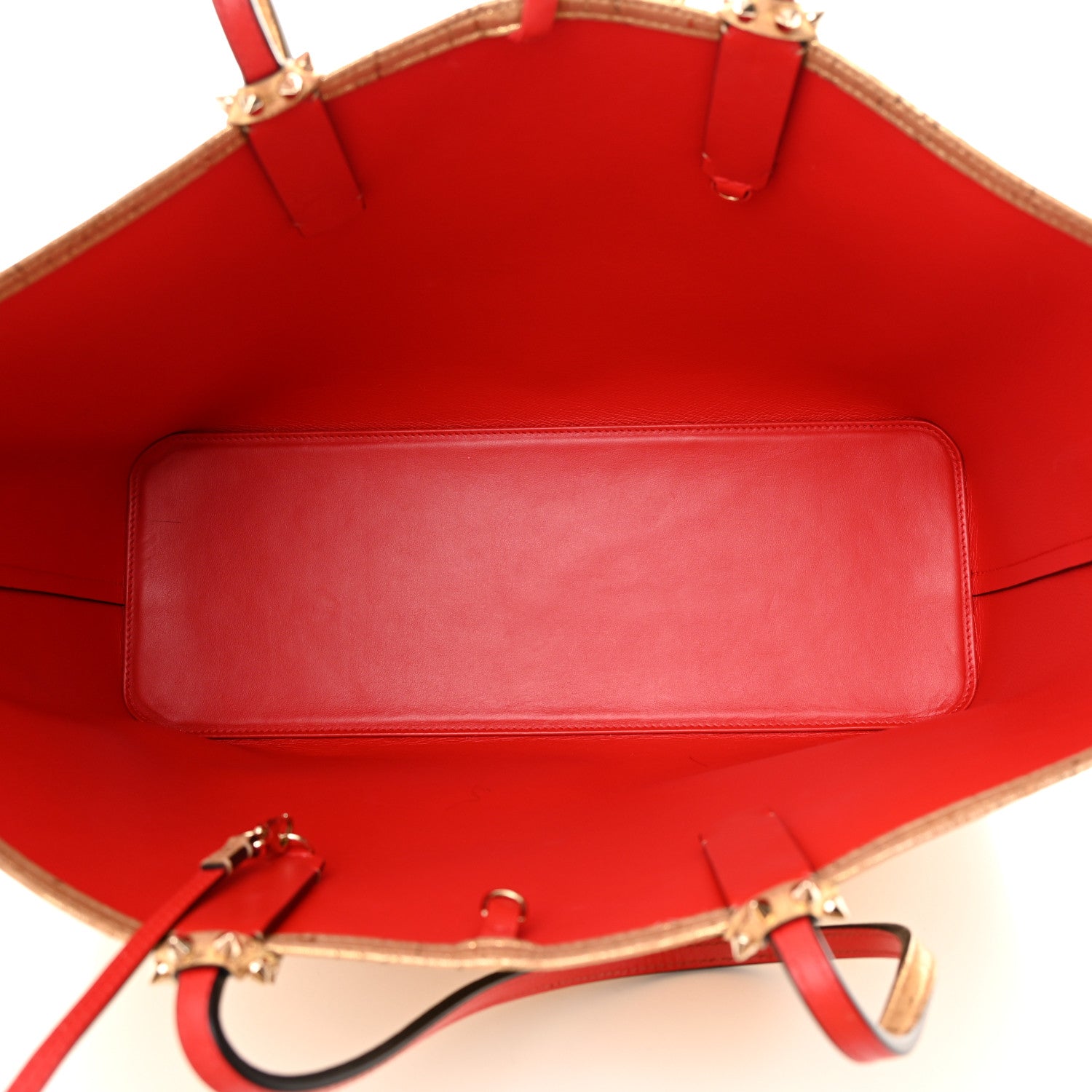 Christian Louboutin Calfskin Liege Pepite Cork Spikes East West Cabata Tote Snow 6 of 15