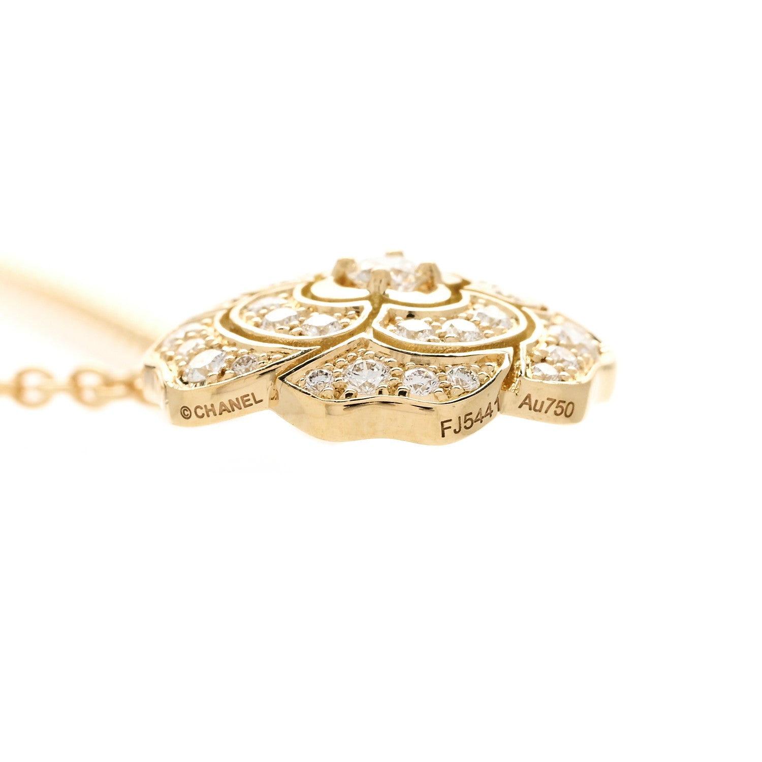 Chanel 18K Yellow Gold Diamond Bouton de Camelia Pendant Necklace 5 of 7