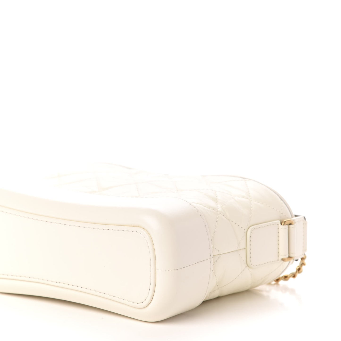 Aged Calfskin Quilted Small Gabrielle Hobo White