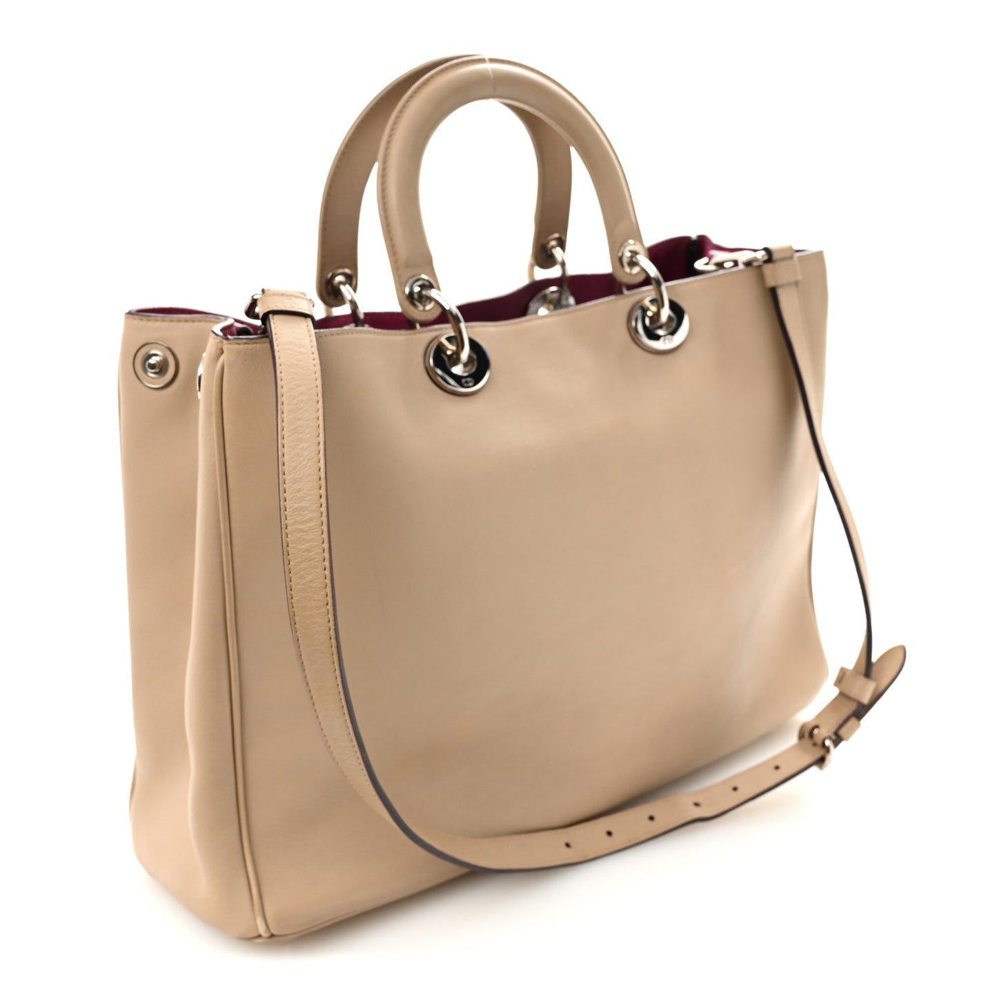 Smooth Calfskin Large Diorissimo Tote Beige Fuchsia