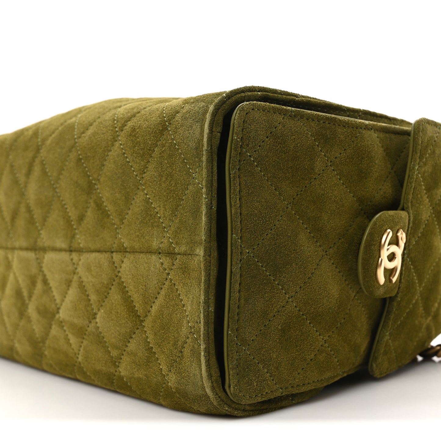 Suede Quilted Small Chanel 25 Handbag Khaki