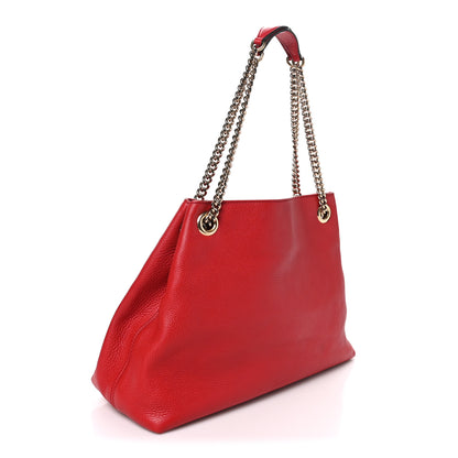 Gucci Pebbled Calfskin Medium Soho Chain Shoulder Bag Tabasco Red 3 of 11