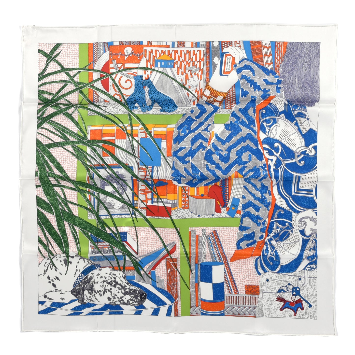 Silk Rendez-Vous Chez Scarf 70 Blanc Rouge Vert Multi