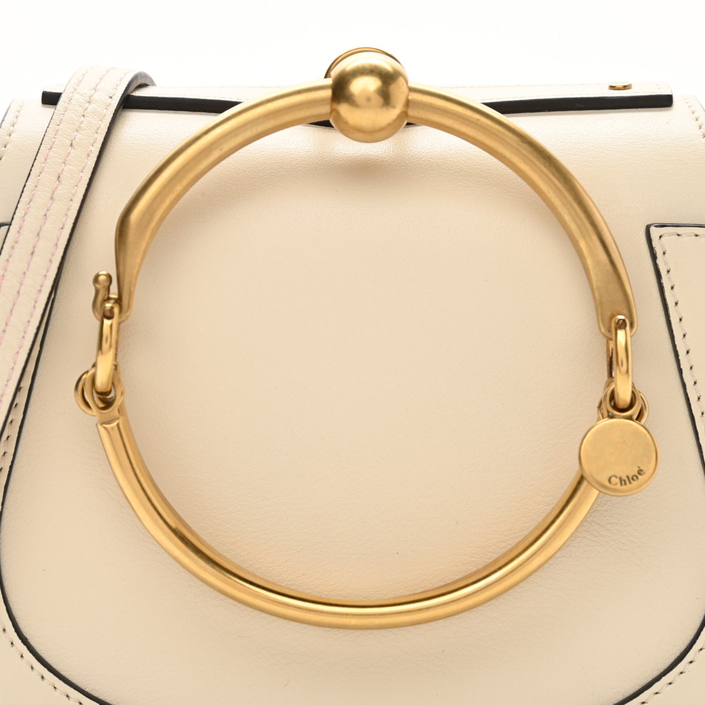 Calfskin Suede Small Nile Bracelet Bag Off White