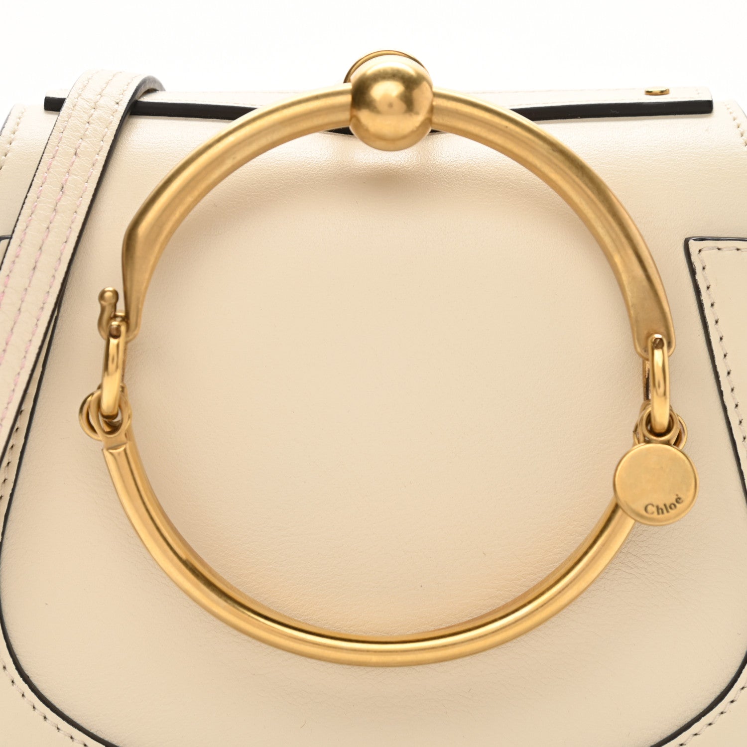 Chloe Calfskin Suede Small Nile Bracelet Bag Off White 9 of 11