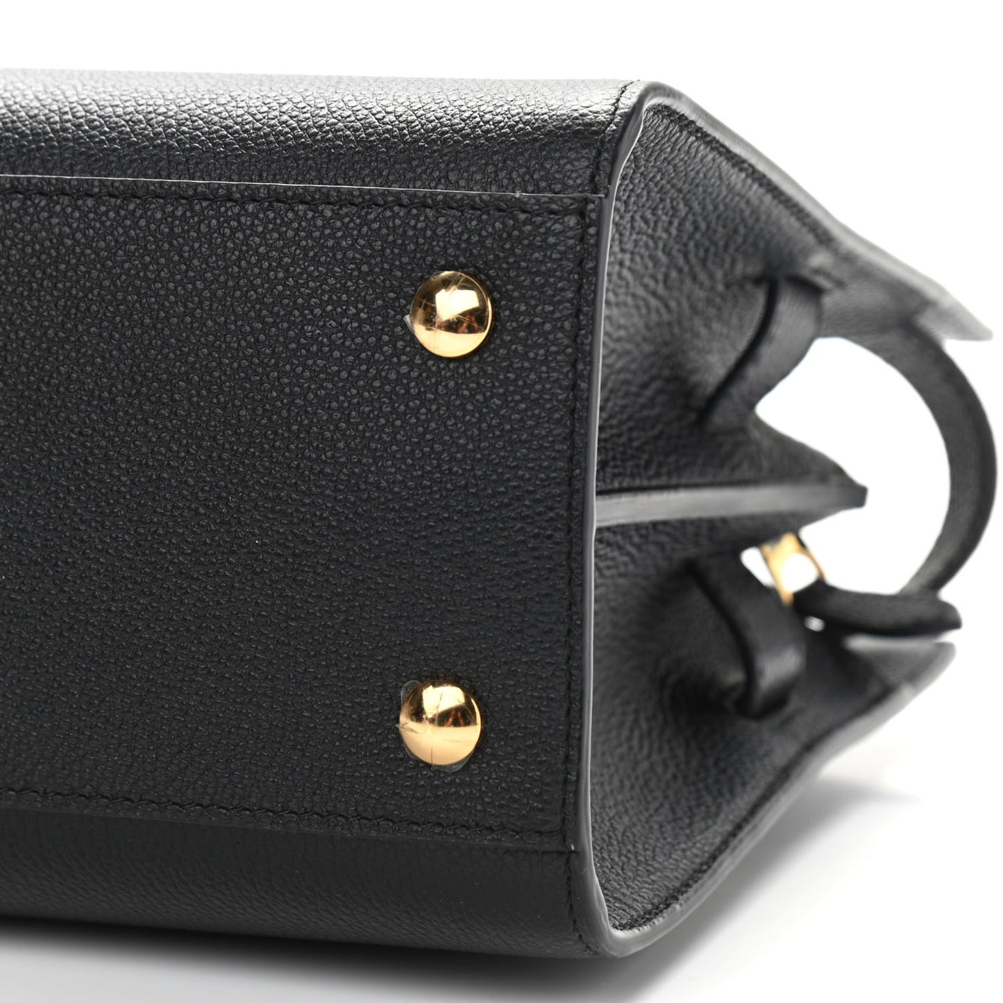 Grainy Calfskin Mini Two Handle Title Bag Black