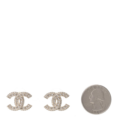 Chanel Crystal Timeless CC Earrings Light Gold 2 of 4