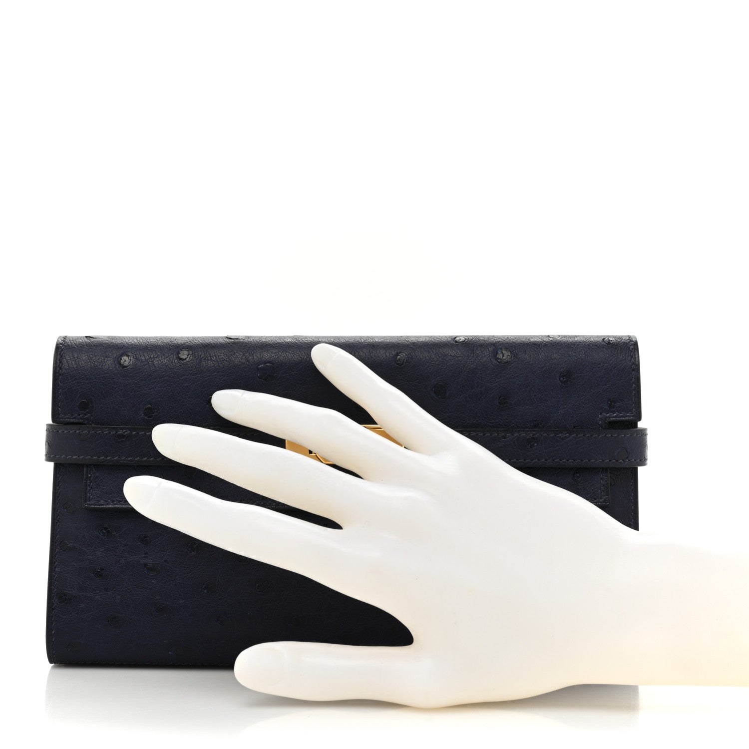 Hermes Ostrich Kelly Longue Wallet Bleu Iris 2 of 14