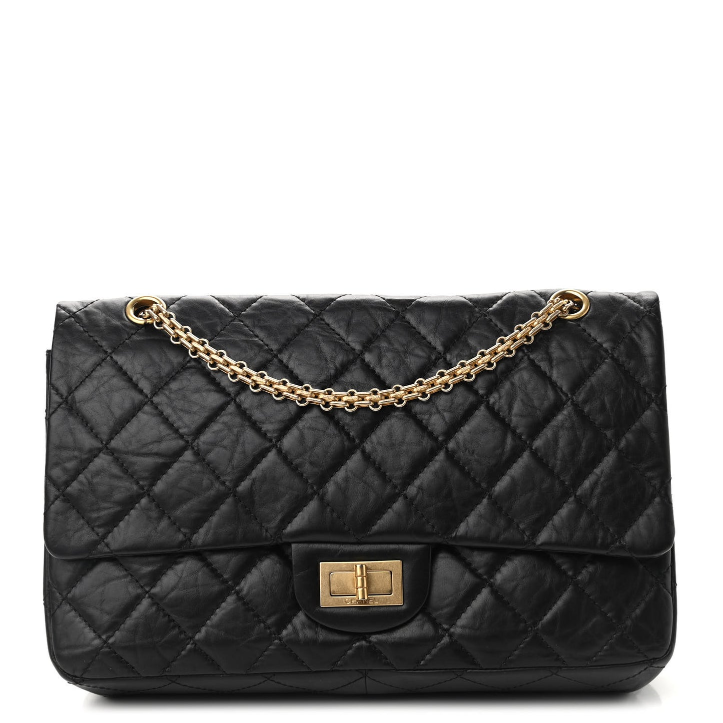Aged Calfskin Quilted 2.55 Reissue 227 Flap Black