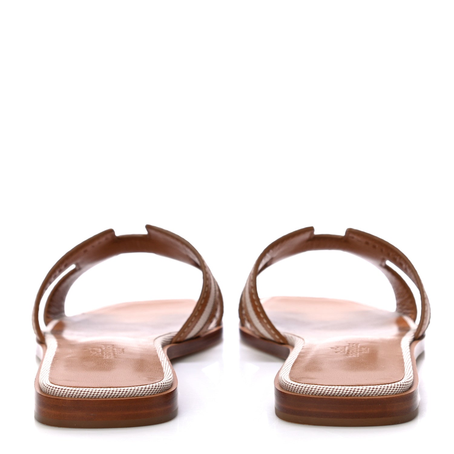 Hermes Calfskin Canvas Oran Sandals 38 Noisette Beige Dore 5 of 10
