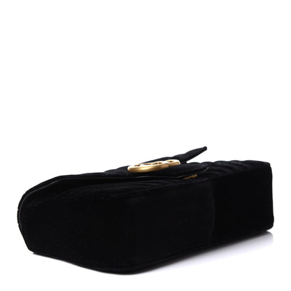 Gucci Velvet Matelasse Small GG Marmont Shoulder Bag Black 4 of 12