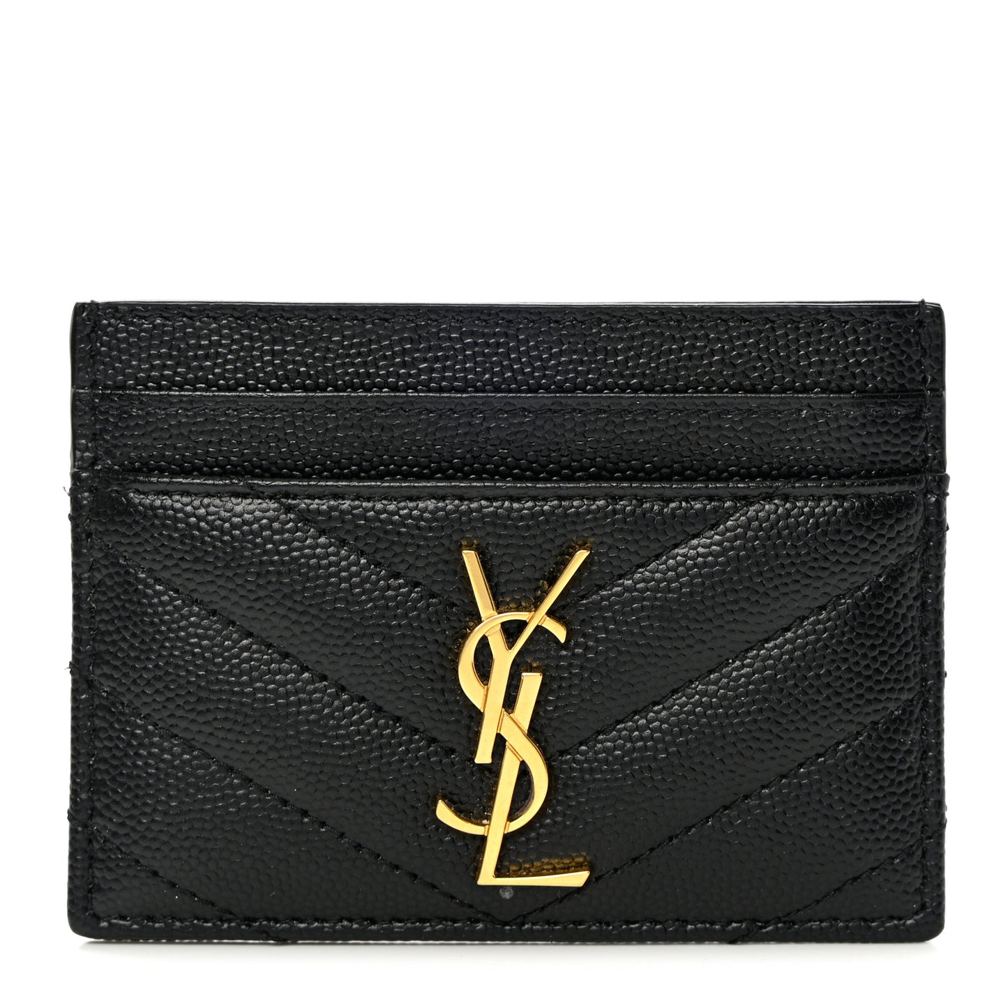 Grain De Poudre Matelasse Chevron Monogram Credit Card Case Black