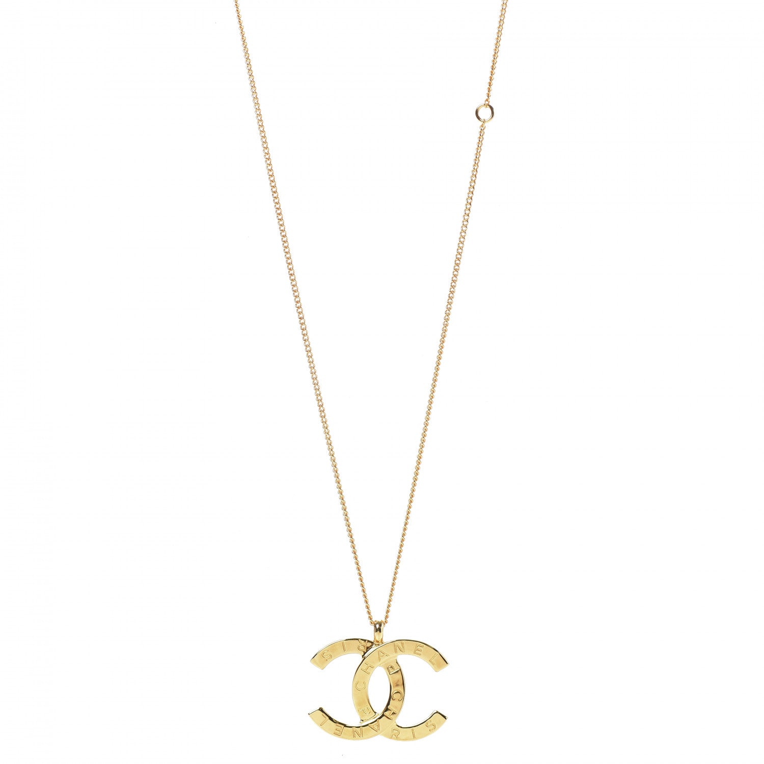 Chanel Metal CC Paris Button Necklace Gold 1 of 6