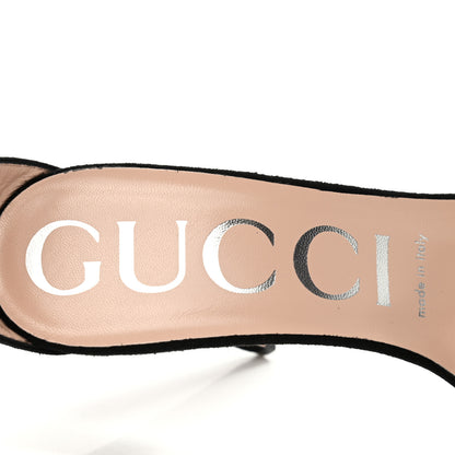 Gucci Kid Scamosciato GG Ankle Strap High Heel Sandals 37 Black 7 of 8
