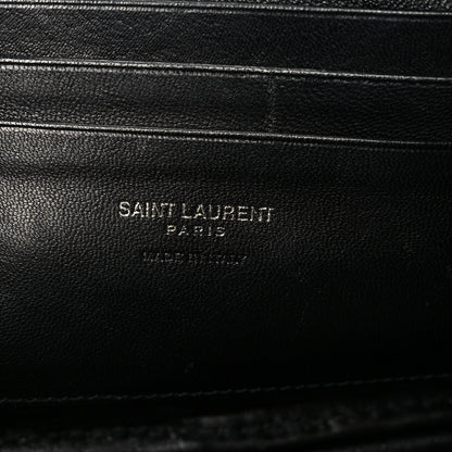Saint Laurent Calfskin Crocodile Embossed Monogram Mini Lou Camera Bag Black 6 of 11