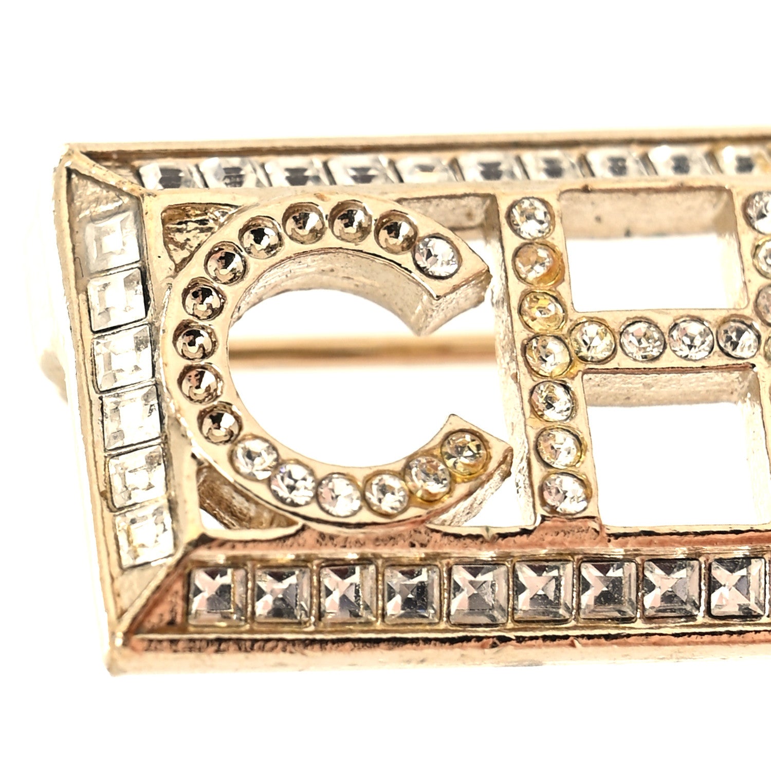 Chanel Baguette Crystal Star Logo Brooch Gold 4 of 4