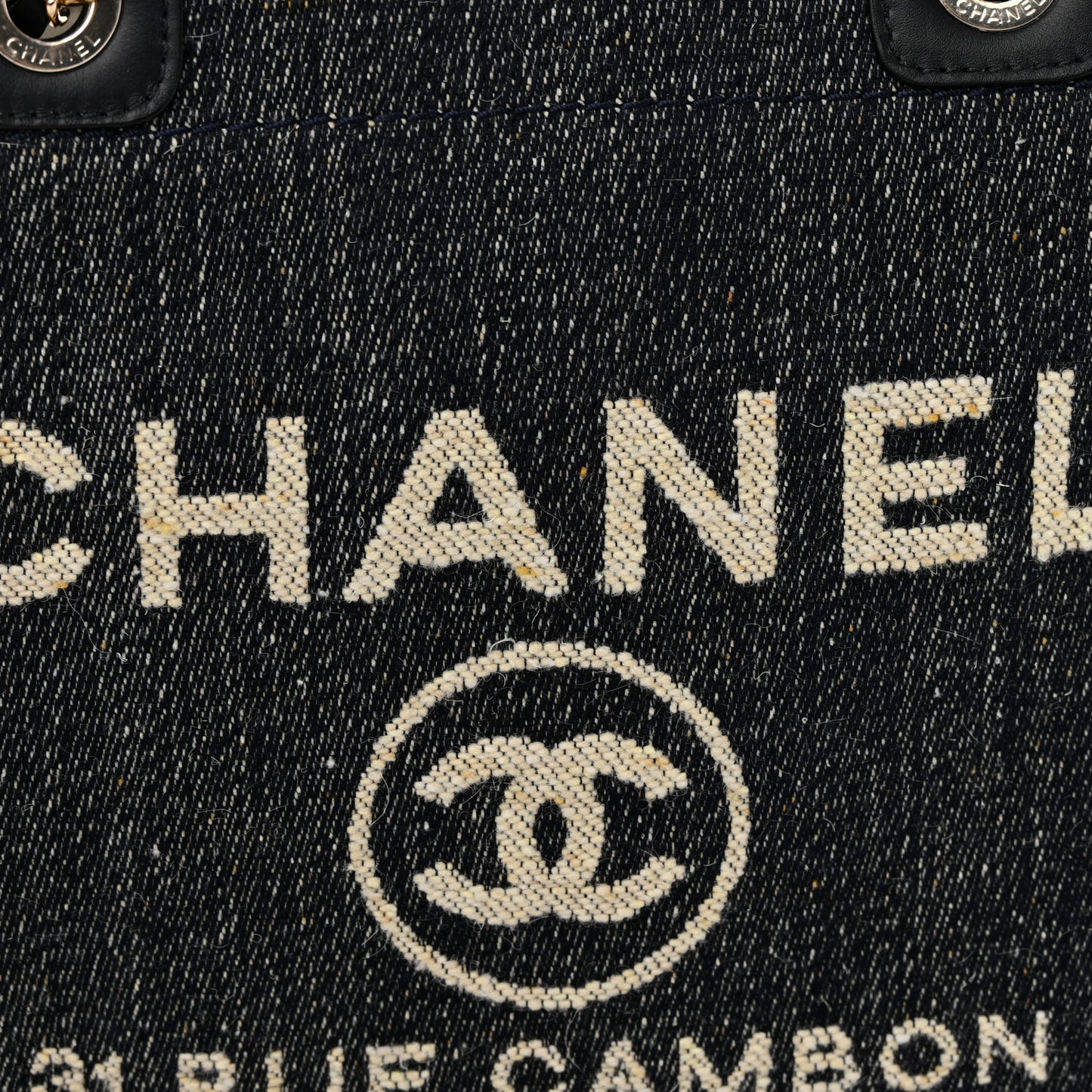 Denim Medium Deauville Tote Dark Blue White