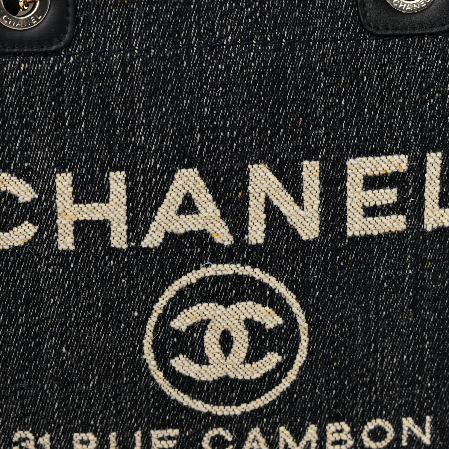 Chanel Denim Medium Deauville Tote Dark Blue White 13 of 13