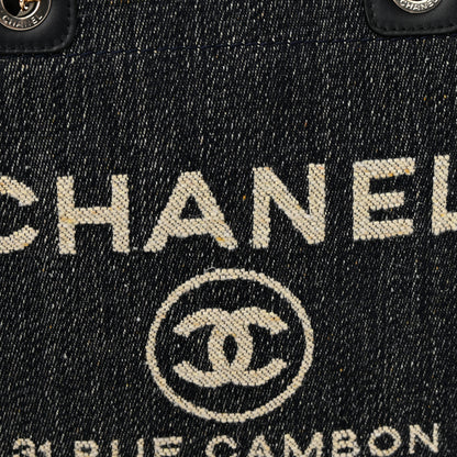 Chanel Denim Medium Deauville Tote Dark Blue White 13 of 13