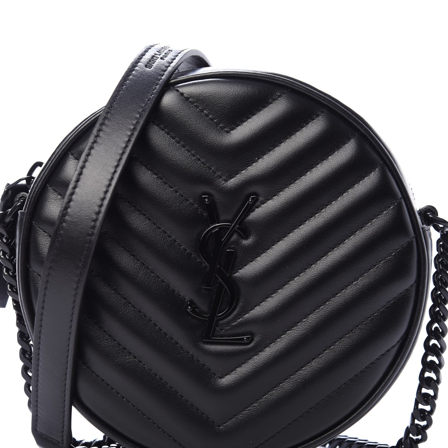 Saint Laurent Calfskin Matelasse Chevron Round Vinyle Camera Bag Black 10 of 10
