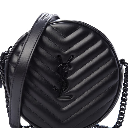 Saint Laurent Calfskin Matelasse Chevron Round Vinyle Camera Bag Black 10 of 10