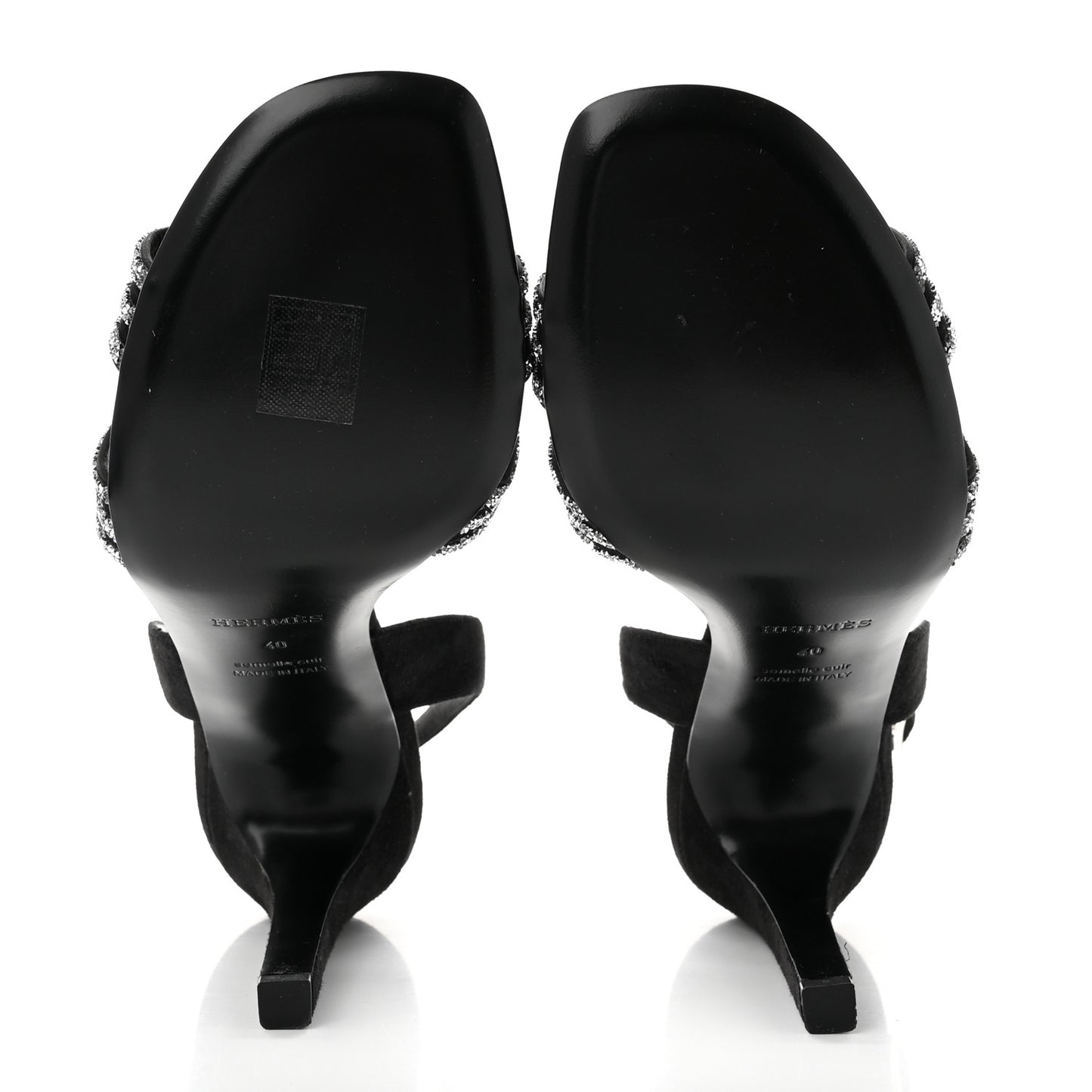 Suede Goatskin Embellished Ella 105 Sandals 40 Black