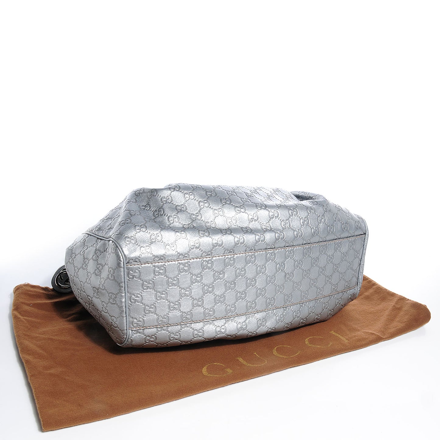 Guccissima Large Sukey Tote Silver