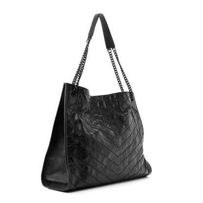 Saint Laurent Crinkled Calfskin Matelasse Monogram Large Niki Shopper Tote Black 3 of 17