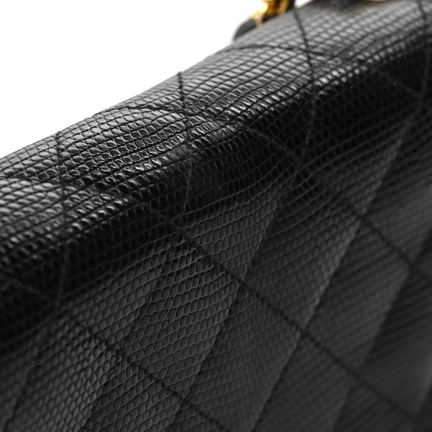 Lizard Quilted Small Single Flap Black
