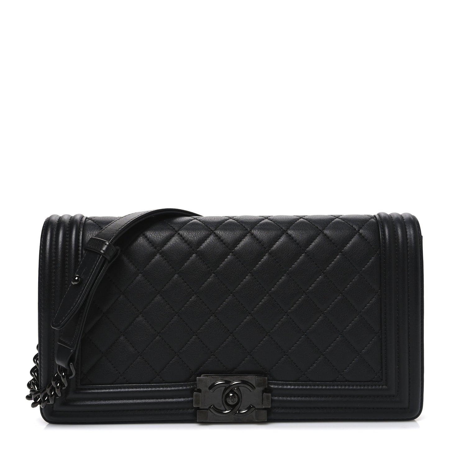 Calfskin Quilted New Medium Boy Flap So Black