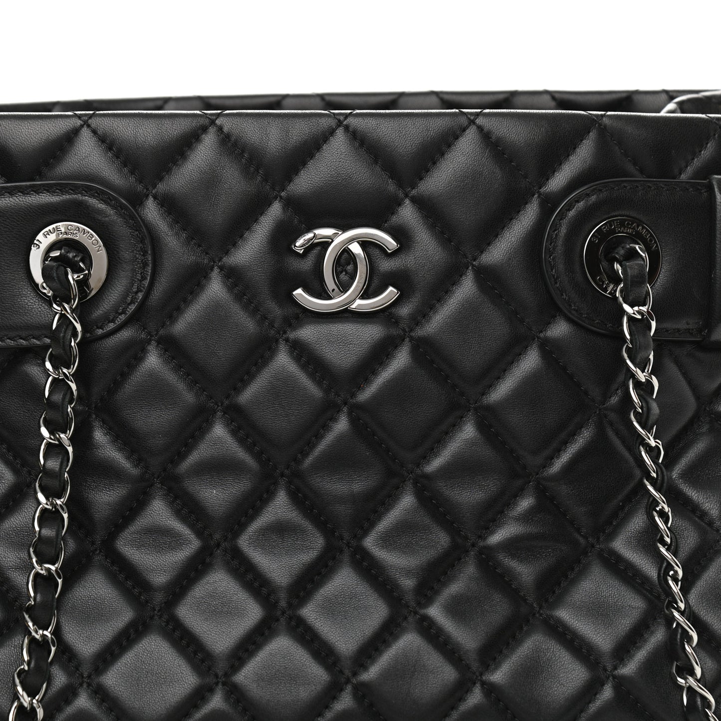 Lambskin Quilted Small Coco Loop Tote Black