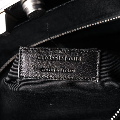 Saint Laurent Calfskin Crocodile Embossed Medium Trois Class Tote Black 7 of 17