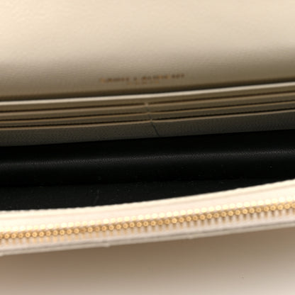 Saint Laurent Grain De Poudre Matelasse Chevron Monogram Envelope Chain Wallet Crema Soft 5 of 9