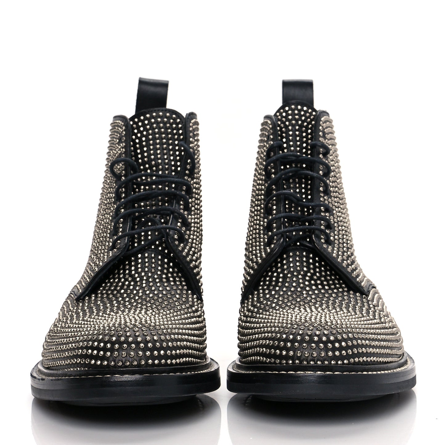 Calfskin Mens Studded Lace Up Boots 41.5 Black