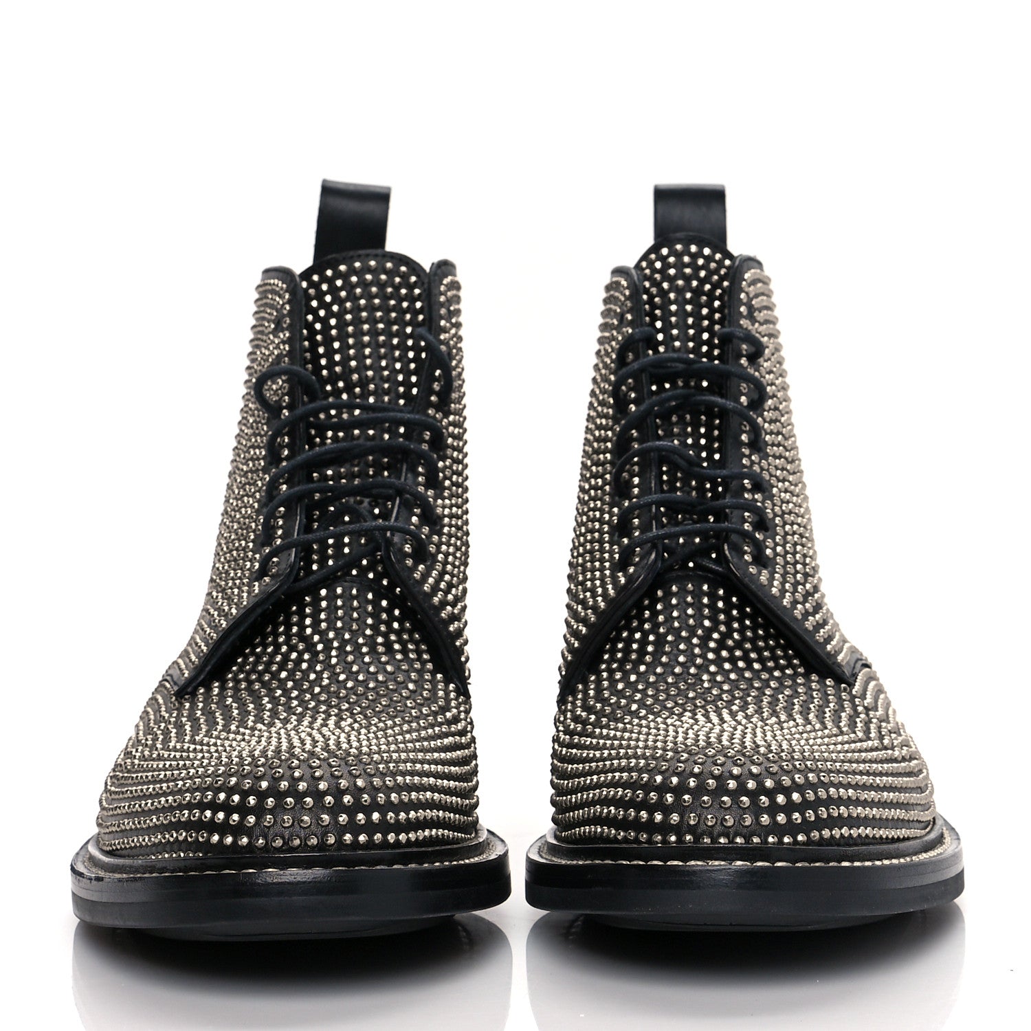 Saint Laurent Calfskin Mens Studded Lace Up Boots 41.5 Black 2 of 8