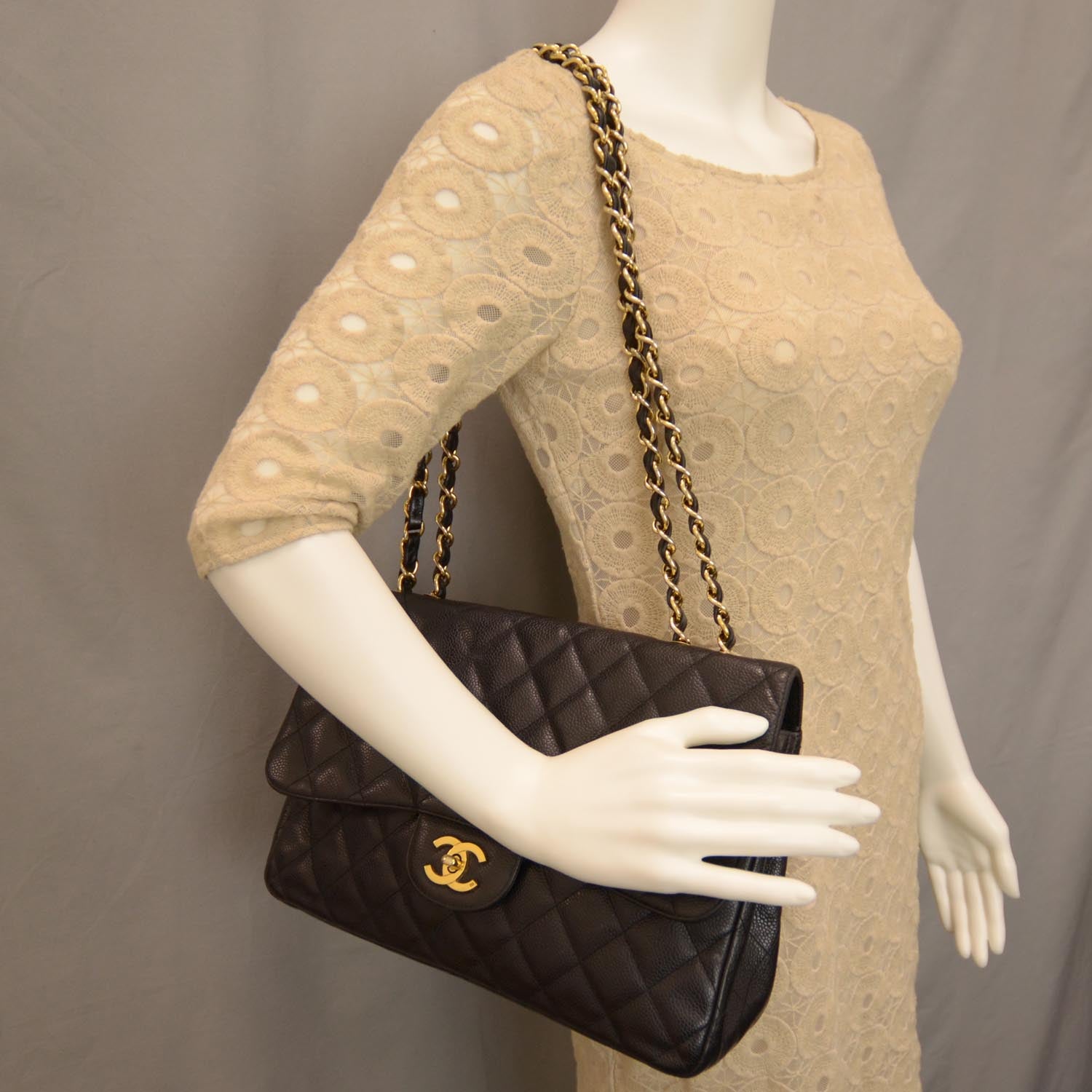 Chanel Caviar Jumbo Single Flap Black GHW 2 of 10